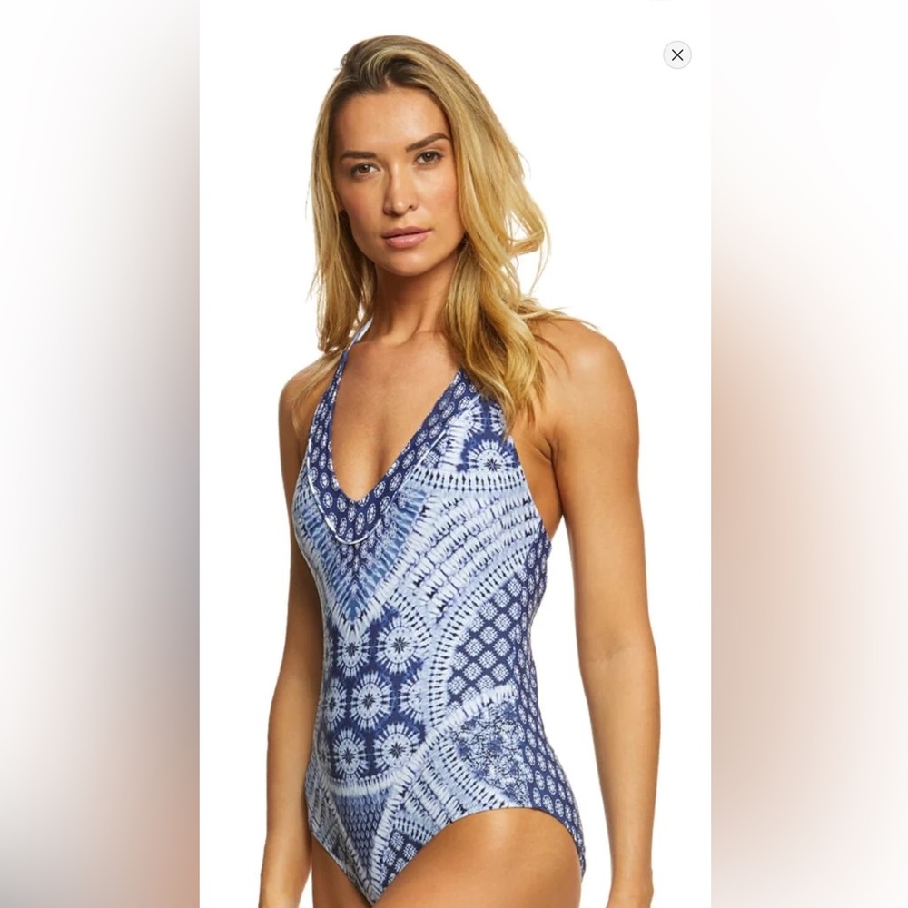 Jessica Simpson Bondi Tie Dye Lace Up Swimsuit EUC sz LARGE